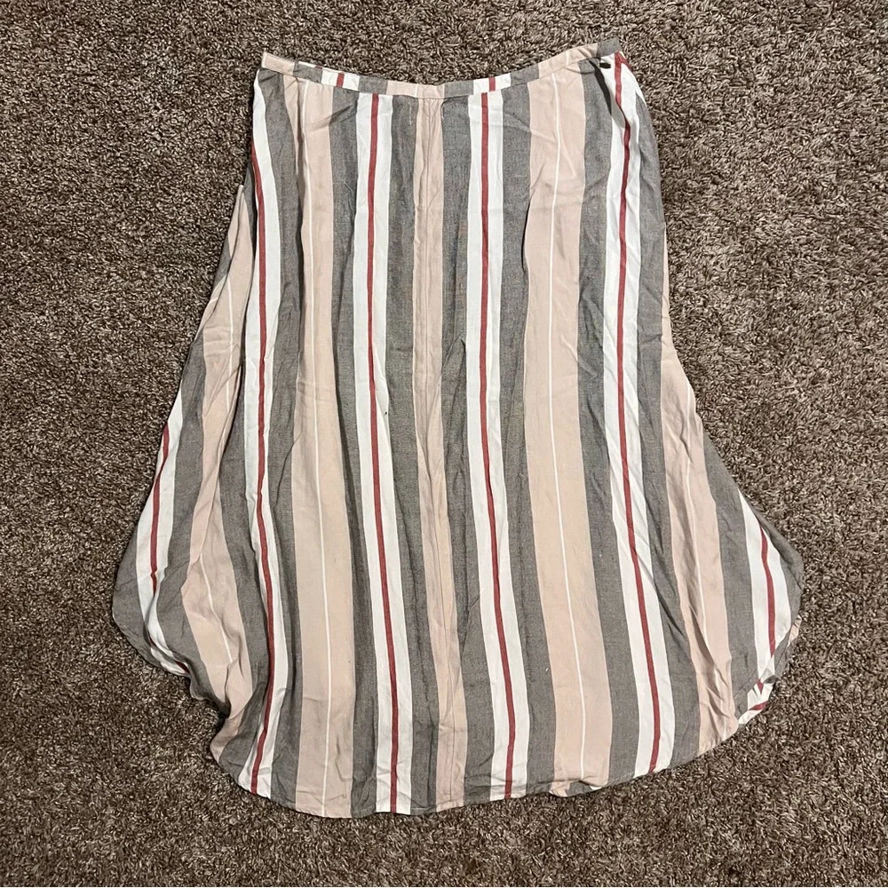 O’Neill Striped Midi Skirt with Button Front Size Large - Picture 3 of 13